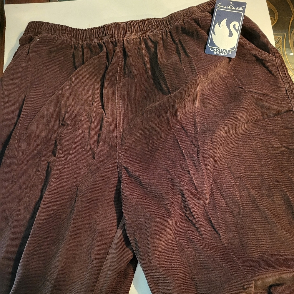 Gloria Vanderbilt Brown Corduroy Pants Size 24 New With Tags